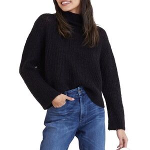 NWT BELLA DAHL Brea A-line Black Turtleneck Kid Mohair & Wool Blend Sweater Sz M